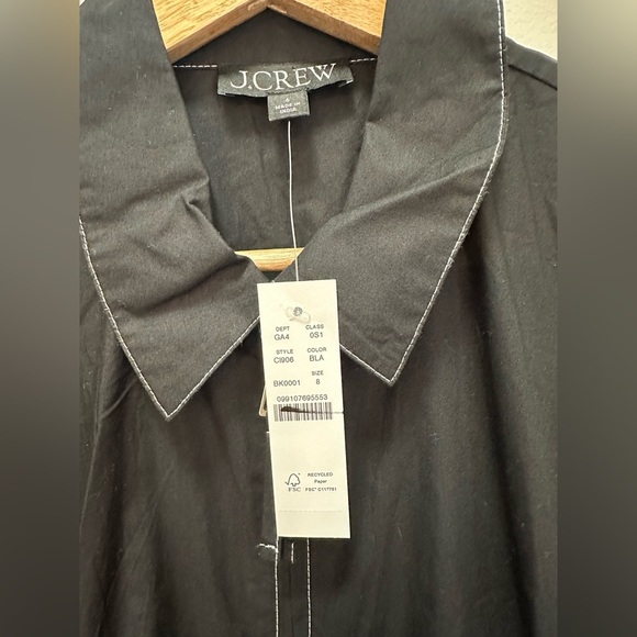 NWT! J.Crew Zip-up black shirtdress in cotton poplin. Size 6. $178 - Picture 7 of 9